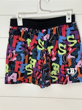 Kids Black Multicolor Graphic Athletic Shorts